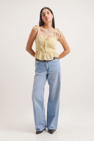 Jeans Fit Wide Leg Azul