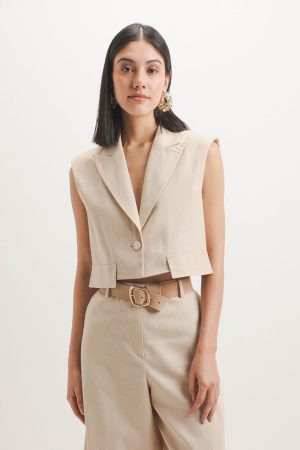 Chaleco Beige Corto
